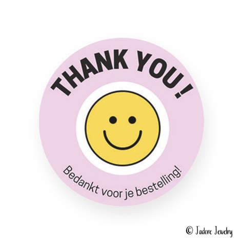 sticker bedankt voor je bestelling roze stickers jadore jewelry
