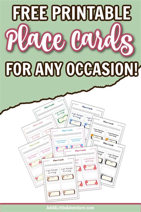 printable place cards add   adventure printable place cards