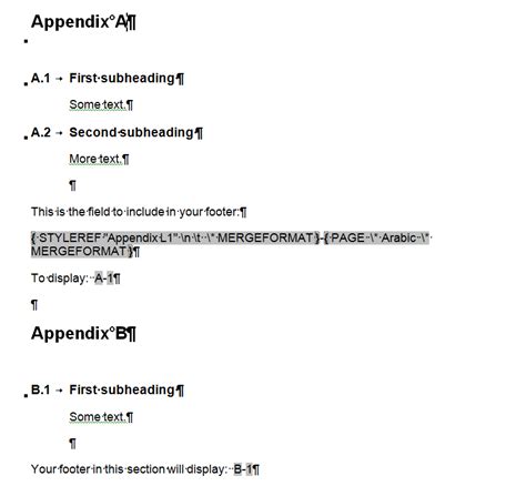 word  appendix page numbering  appendix outline styles super user