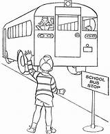 Bus Stop Coloring School Boy Drawing Kids Pages Waiting Color Getdrawings Getcolorings Safety Printable sketch template