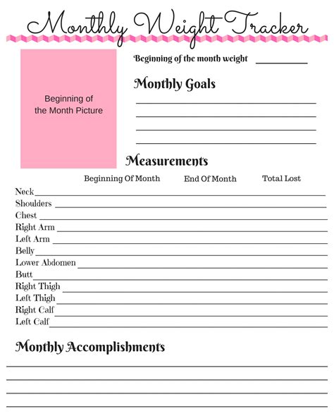 images  weight loss charts printable monthly  printable