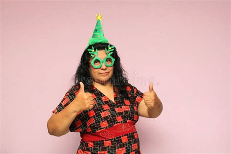 Fat Latina Adult Woman Body Positive Latina With Christmas Hat And
