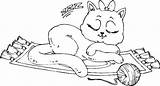 Mat Cat Coloring Sleeping Clipart Rug Kitty Female Cats Cliparts Clip Sketch Cute Kids Color Angle Sweet Library Print Button sketch template