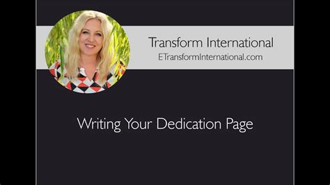 writing  dedication page youtube