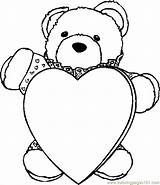 Coloring Teddy Bear Heart Pages Library Clip sketch template