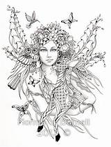 Coloring Fairy Pages Printable Adult Fairies Forest Etsy Drawings Sheets sketch template