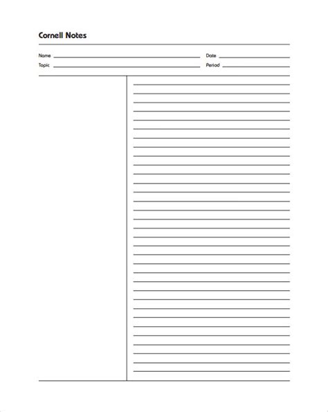 cornell notes template    template