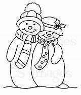 Snowman Coloring Christmas Pages Couple Family Cute Snowmen Drawing Stamp Stencil Easy Embroidery Quilt Silhouette Digital Chance Winning Drawings Print sketch template