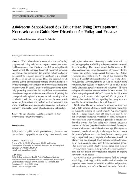 pdf adolescent school based sex education using developmental neuroscience to guide new