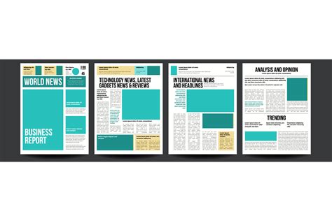 newspaper vector realistic pages template news page layout columns