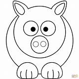 Pig Coloring Pages Cartoon Simple Face Para Colorear Cerdo Printable Color Puzzle sketch template
