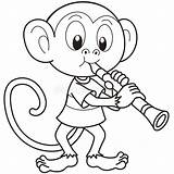 Clarinet Monkey Klarinett Juega Historieta Leker Tecknad Som Illustrationer Tigre Mono sketch template