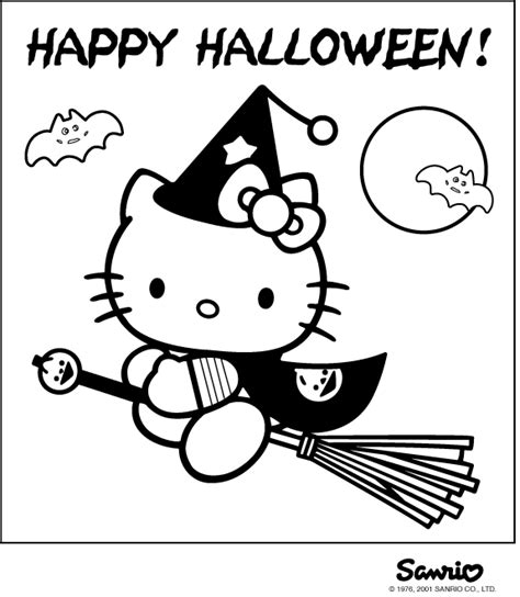 happy halloween  kitty coloring page