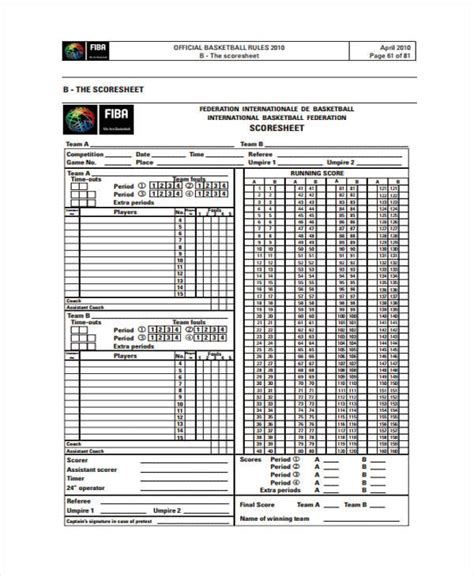 score sheet templates  samples examples format