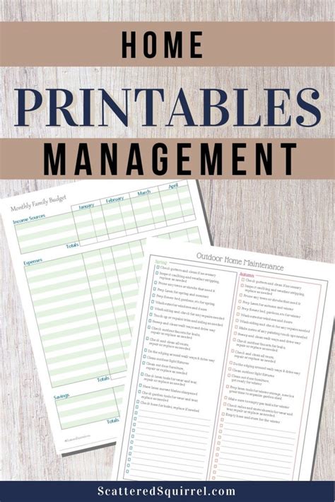 home management  printables