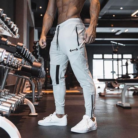 2019 men casual cotton fitness bodybuilding pants in 2021