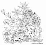 Coloring Pages Deer Flowers Adult Book Flower Resting Books Trolle Maria Colouring sketch template
