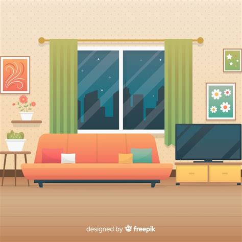 premium vector cozy  modern living room  flat design