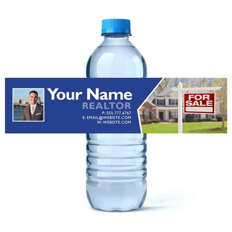 custom water bottle labels real estate business water labels etsy