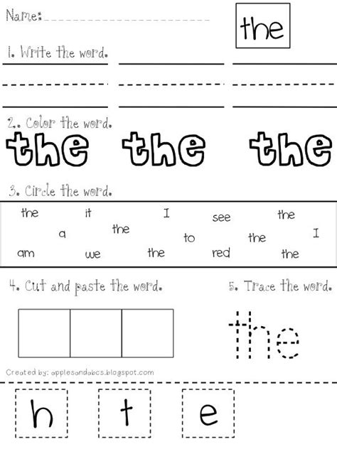 sight words kindergarten kindergarten worksheets sight words teaching