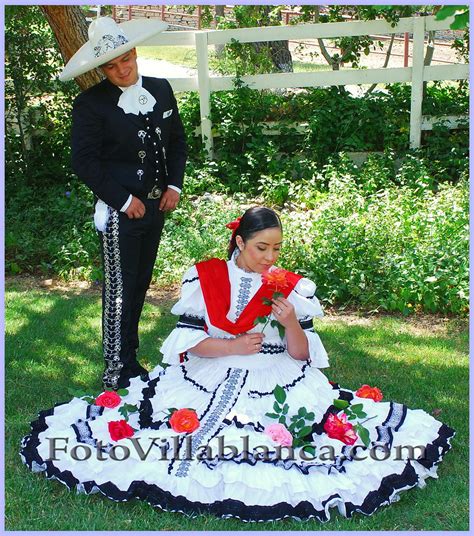 Groom And Bride In Mexican Traditional Folkloric Costume