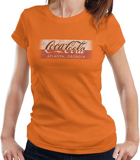 coca cola georgia stripe women s t shirt orange uk clothing