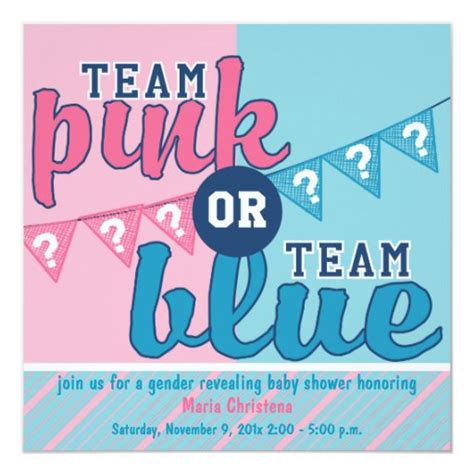 Team Pink Or Blue Gender Reveal Shower Invitation Zazzle