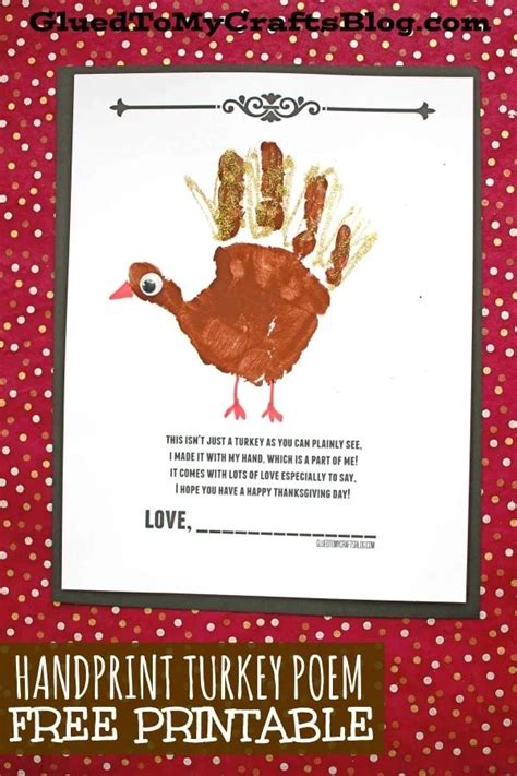 printable turkey handprint poem printable printable templates