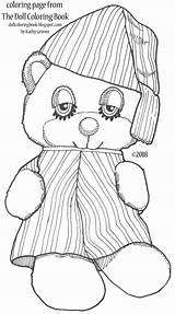 Teddy Bear Sleepy Coloring Night Eyelids Dressed Velvet Nose Droopy Cap Bed Shirt Description sketch template