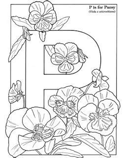 letter    flowers coloring page