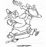 Cartoon Turkey Goofy Coloring Carrying Outline Vector Pilgrim Hot Leishman Ron Royalty sketch template
