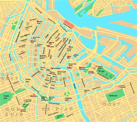 Amsterdam Mapa De Zonas De Las Áreas De Mapa De Amsterdam Países Bajos