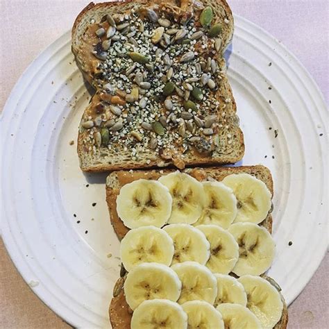 Healthy Easy Breakfast Whole Grain Toast Natural Peanut Butter