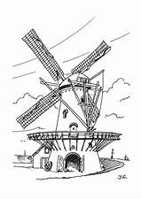Kleurplaat Windmolens Kleurplaten Windmills Windmill Molens Malvorlage Typisch Kleurplatenenzo Ausmalbild Voor Erstellen sketch template
