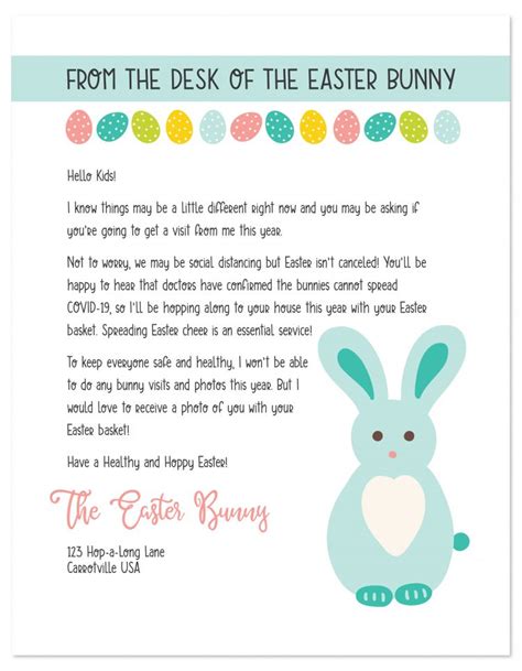 easter bunny letter printable form printable forms