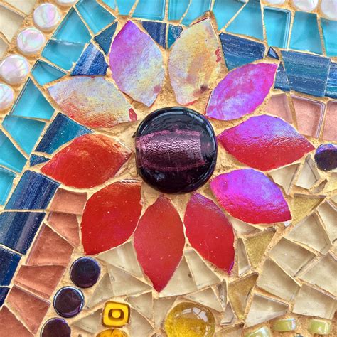 Handmade Glass Abstract Flowers And Garden Mosaic Picture Mosaic Wall