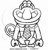 Monkey Proboscis Clipart Tie Cartoon Outlined Wearing Thoman Cory Coloring Vector 2021 Clipground sketch template