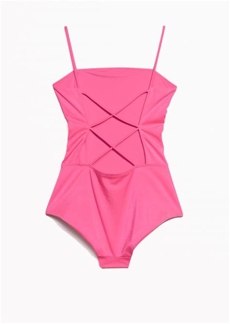And Other Stories Image 2 Of Lace Up Swimsuit In Pink Affordable