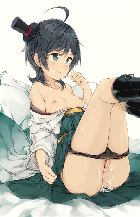 rule 34 10s after sex ahoge black hair blue hair breasts hat highres kantai collection