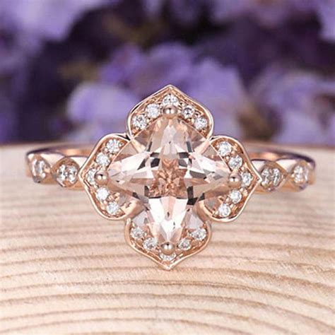 luxury rose gold flower zircon female wedding ring 2019 retro girl