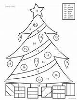 Christmas Number Color Coloring Tree Worksheets Addition Grade Pages Math Pre 2nd 3rd Printable 1st Worksheet Sheets Fun Printables Numbers sketch template