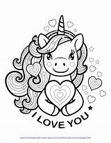 Coloring Pages Valentines Unicorn Valentine Printable Easy Kids Heart Girls Color Preschool Gifts Homemade Made Pdf Hearts Choose Board Flower sketch template