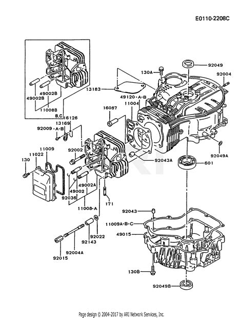 kawasaki fcv bs  stroke engine fcv parts diagram  cylindercrankcase