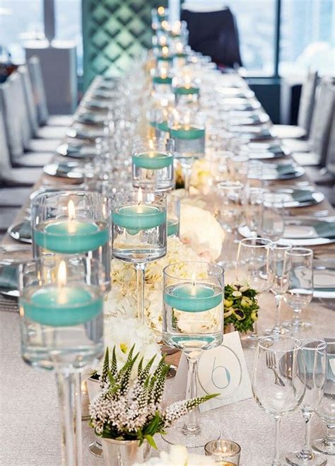 love the floating candle color tiffany blue wedding decorations