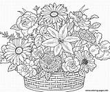 Coloring Pages Adult Flower Flowers Adults Cute Spring Printable Print Books Bouquet Advanced Sheets Color Book Lines Popular Prints Coloringhome sketch template