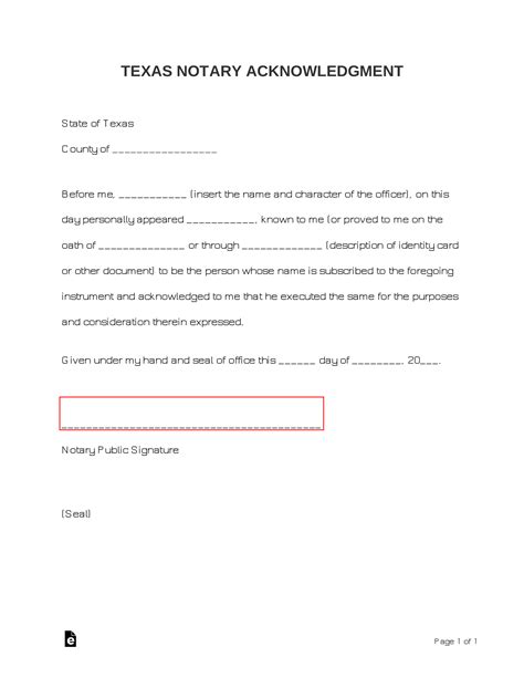 printable notary forms texas