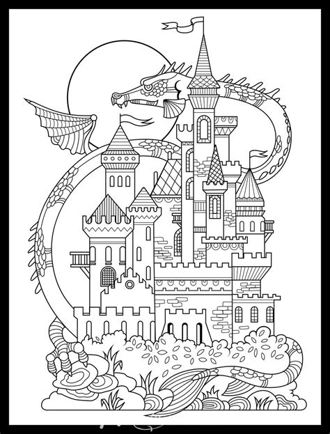 dragon castle coloring mural  magic murals