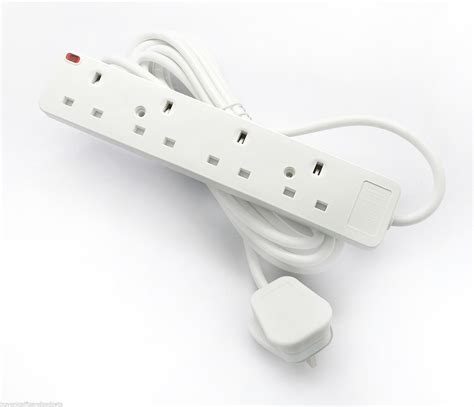 multi plug     gang  uk mains extension lead cable socket reel adaptors ebay