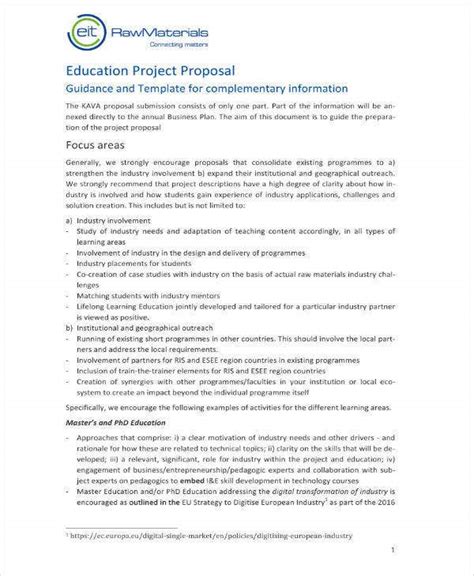 education project proposal templates  word