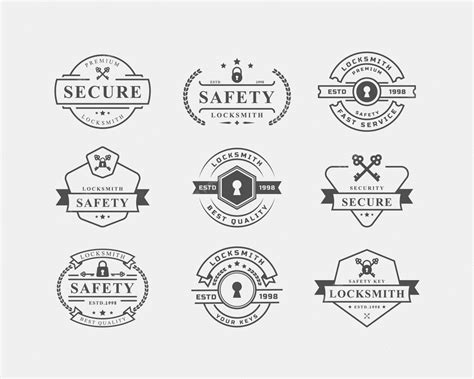 premium vector set  vintage retro badge locksmith labels design element  safety security